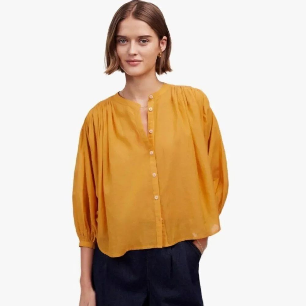 Like New! Madewell Women's Maddy Top-Cotton Sushi Voile in Pollen in Size S